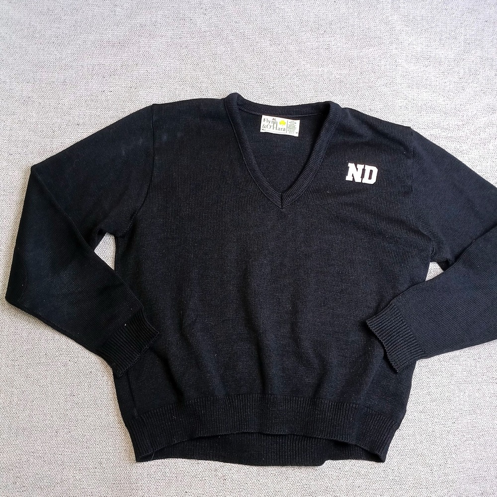 Flynn & O'Hara V-Neck Sweater Mens XL Navy Blue Excellent ND Logo Collegiate